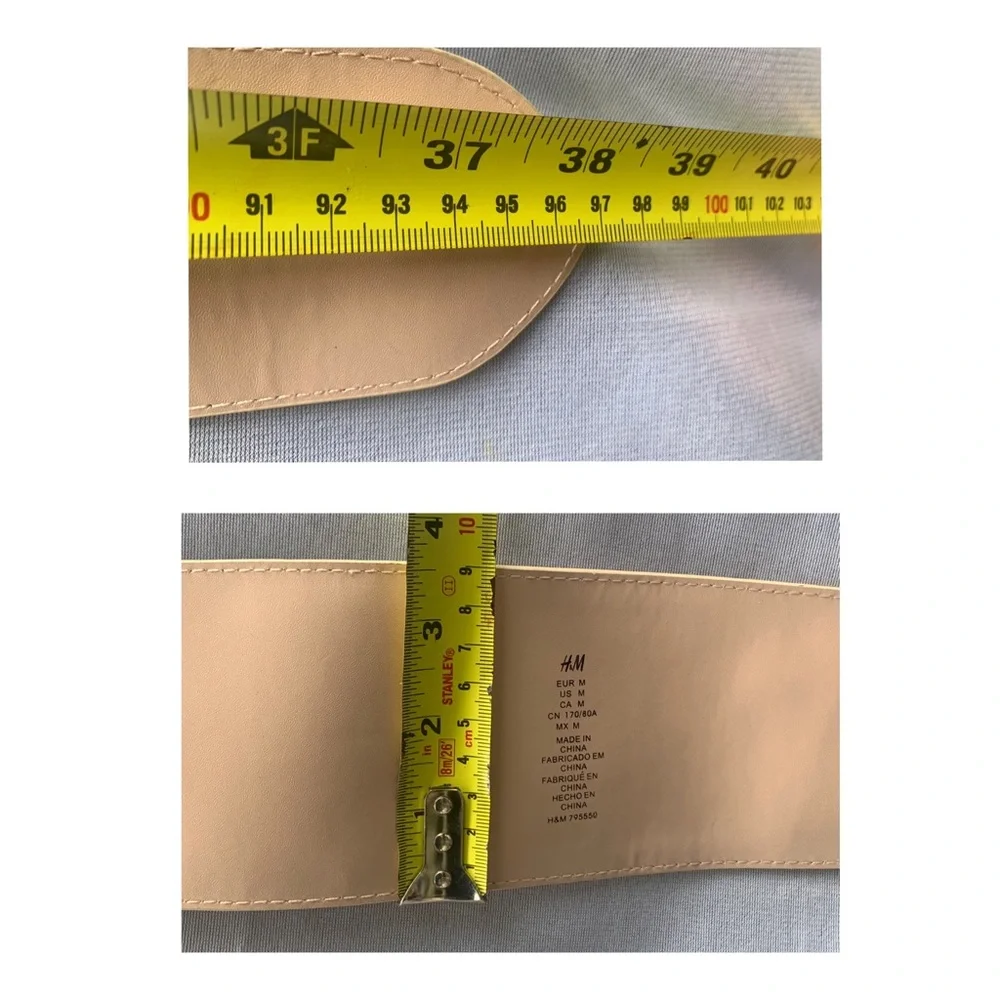 ⭐️ 90’s ⭐️ WIDE Laser Cut BELT H&M Gold & Cream EUC - Picture 8 of 11